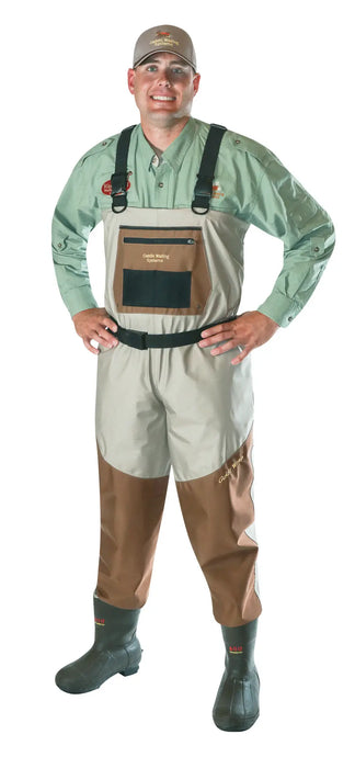 Caddis Mens Regular Beige/Khaki Breathable 600 Gram Thinsulate Bootfoot Waders