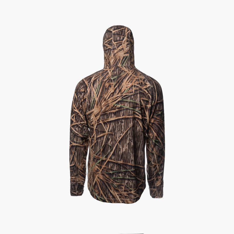 Load image into Gallery viewer, Gator Waders Men&#39;s Mossy Oak Original Shadow Grass Waypoint Grid Fleece 1/2 Zip Hoodie
