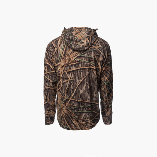 Gator Waders Men's Mossy Oak Original Shadow Grass Waypoint Grid Fleece 1/2 Zip Hoodie