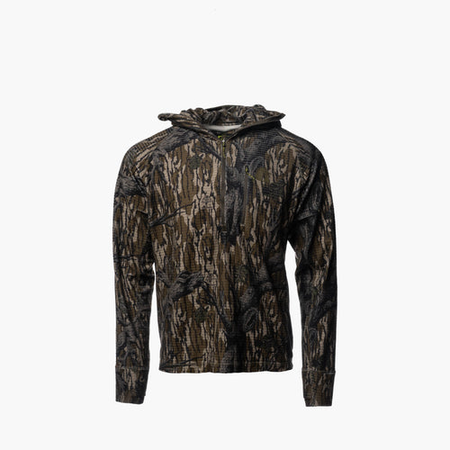 Gator Waders Mens Mossy Oak Treestand Waypoint Grid Fleece 1/2 Zip Hoodie