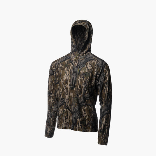 Gator Waders Men's Mossy Oak Treestand Waypoint Grid Fleece 1/2 Zip Hoodie