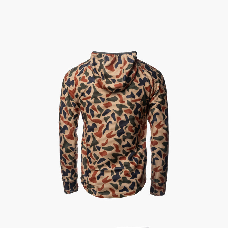 Load image into Gallery viewer, Gator Waders Men&#39;s Old School Camo Waypoint Grid Fleece 1/2 Zip Hoodie
