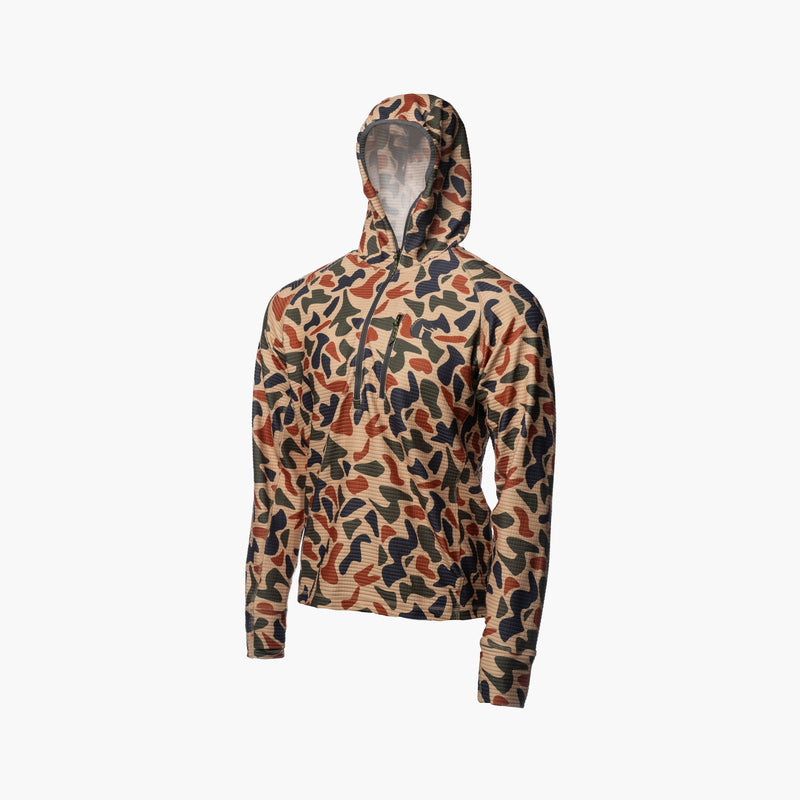 Load image into Gallery viewer, Gator Waders Men&#39;s Mossy Oak Original Shadow Grass Waypoint Grid Fleece 1/2 Zip Hoodie
