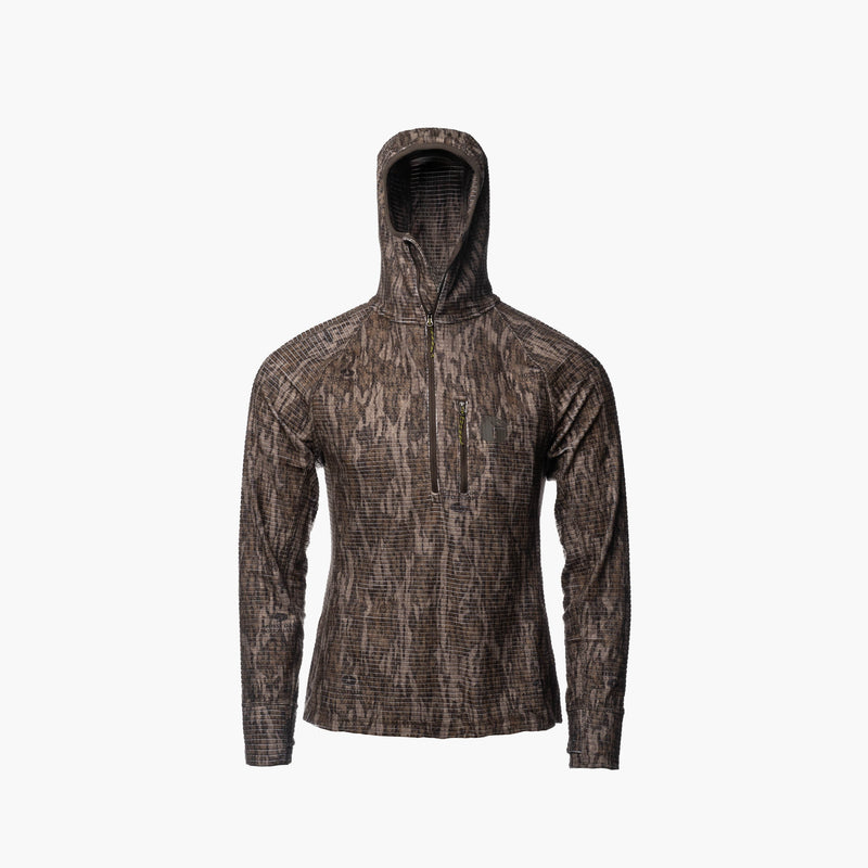 Load image into Gallery viewer, Gator Waders Men&#39;s Mossy Oak Bottomland Waypoint Grid Fleece 1/2 Zip Hoodie
