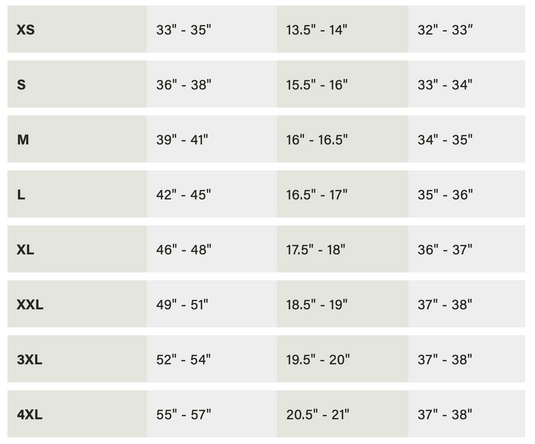 Simms Mens CX Solar Tech Long Sleeve T-Shirt Size Chart