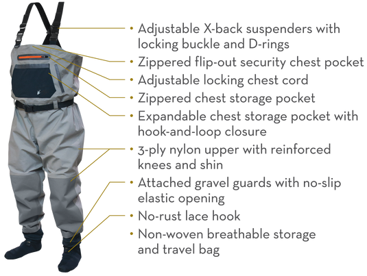 Frogg Toggs Mens Slate/Gray Sierran Stockingfoot Chest Waders