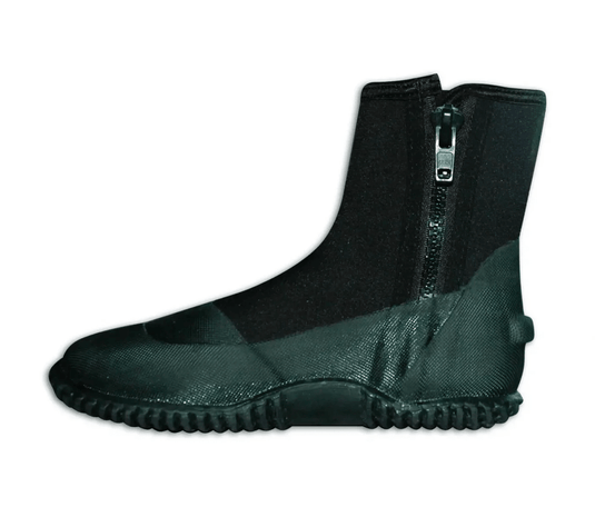 Black Neoprene Wading shoe showing the side zipper
