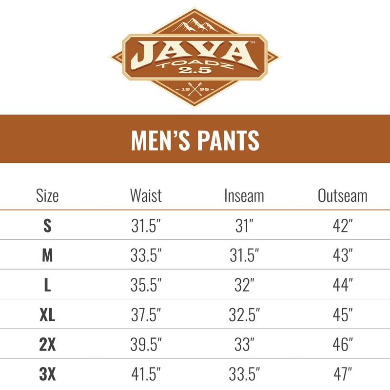 Load image into Gallery viewer, Frogg Toggs Mens Black Java Toadz 2.5 Pants Size Chart
