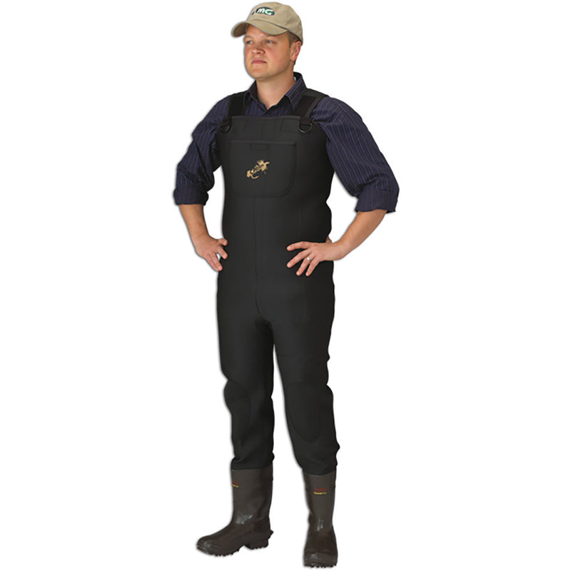 Load image into Gallery viewer, Man modeling Black 3.5mm Neoprene Bootfoot Waders
