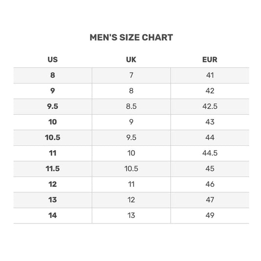 Wading Boot sizing chart
