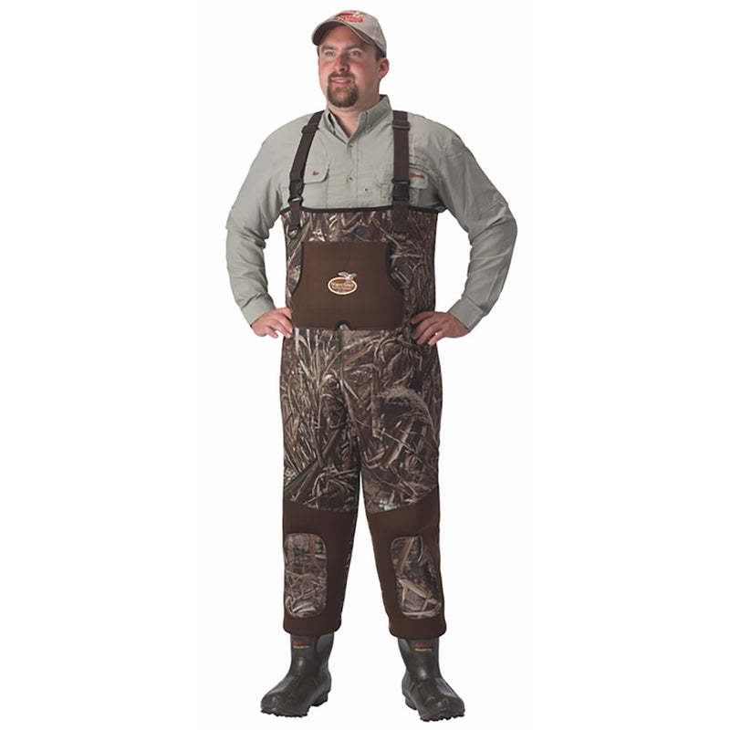 Load image into Gallery viewer, Man modeling Realtree Max-5 600 gram 3.5mm Neoprene Waders
