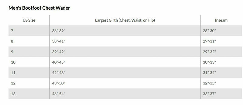 Load image into Gallery viewer, Hodgman Mens Brown Caster Neoprene Cleat Bootfoot Waders SIze Chart
