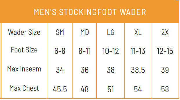 Load image into Gallery viewer, Frogg Toggs Mens Gray Hellbender Pro Stockingfoot Chest Waders Size Chart
