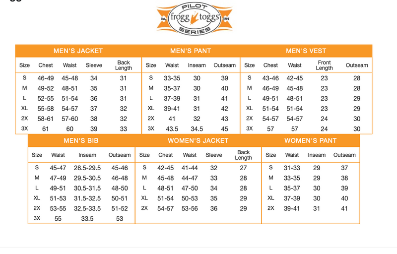 Load image into Gallery viewer, Frogg Toggs Mens Black/Silver Pilot Rider&#39;s Pants Size Chart
